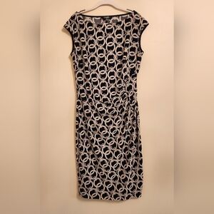 Chaps Black and Cream Midi Dress